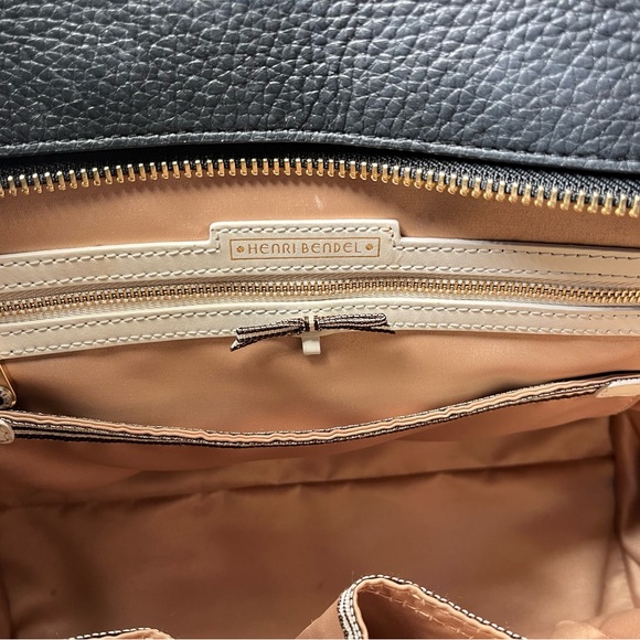 Henri Bendel Rivington Tote Shoulder Handbag Brown Cream Leather EUC - Picture 8 of 8